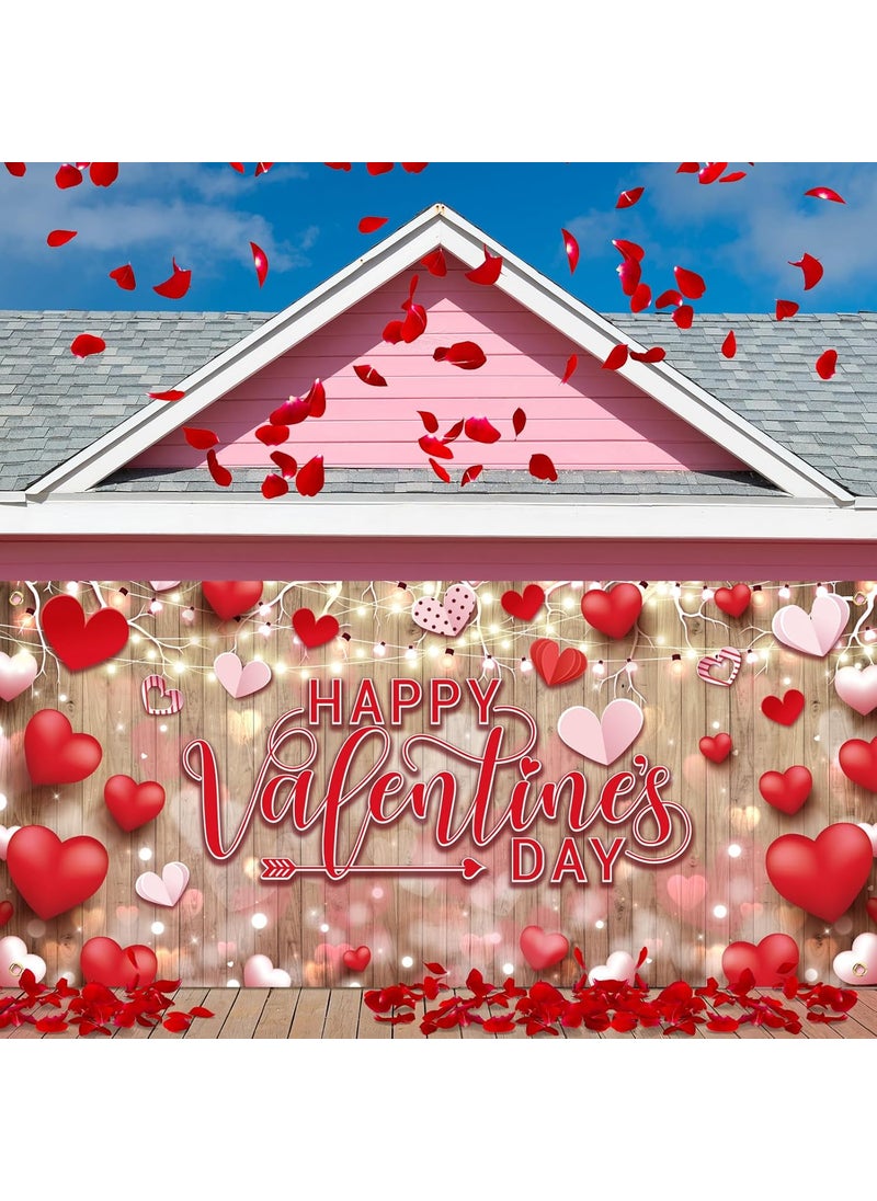 Moukeren Moukeren Happy Valentines Day Garage Door Banner Cover 6 x 13 ft Valentines Day Backdrops Decorations Large Photo Background for Bridal Shower Wedding Anniversary  - Image 1