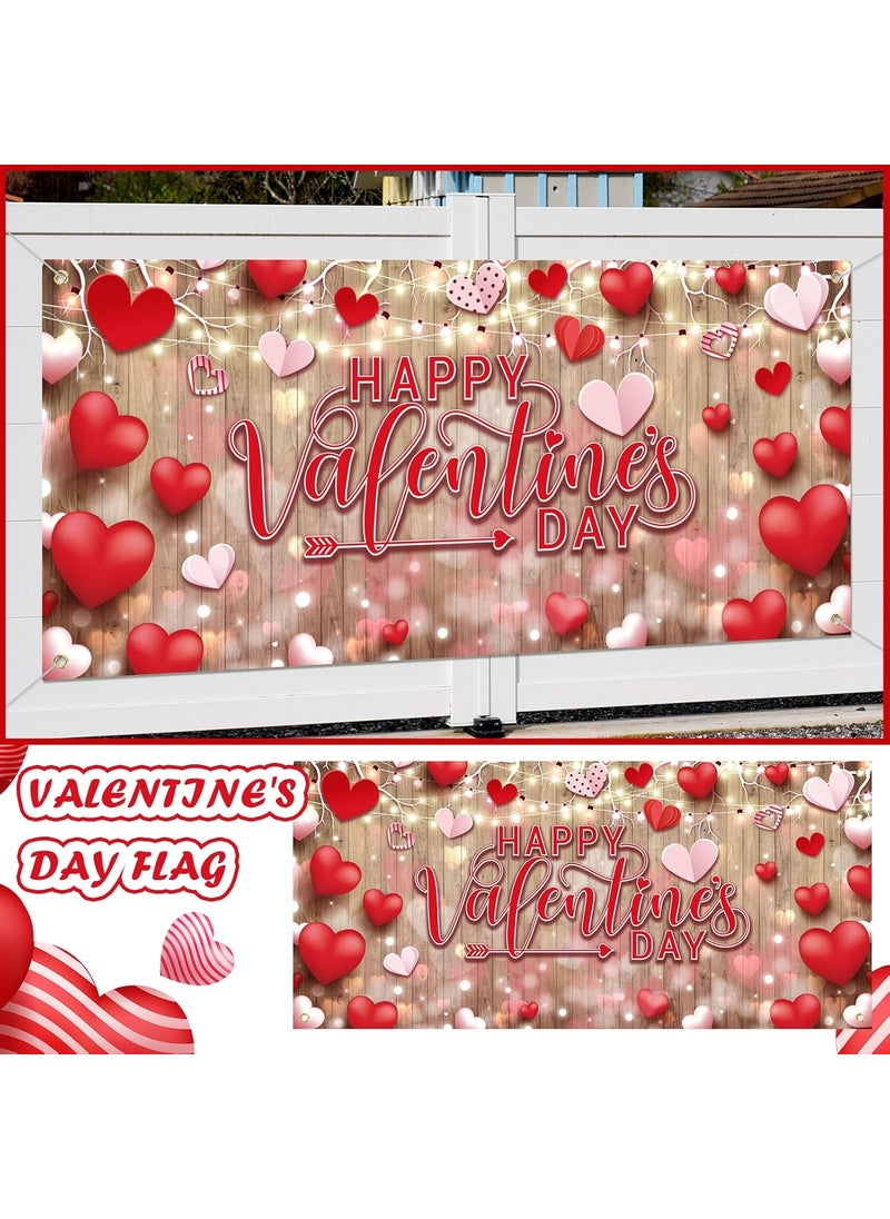 Moukeren Moukeren Happy Valentines Day Garage Door Banner Cover 6 x 13 ft Valentines Day Backdrops Decorations Large Photo Background for Bridal Shower Wedding Anniversary  - Image 5