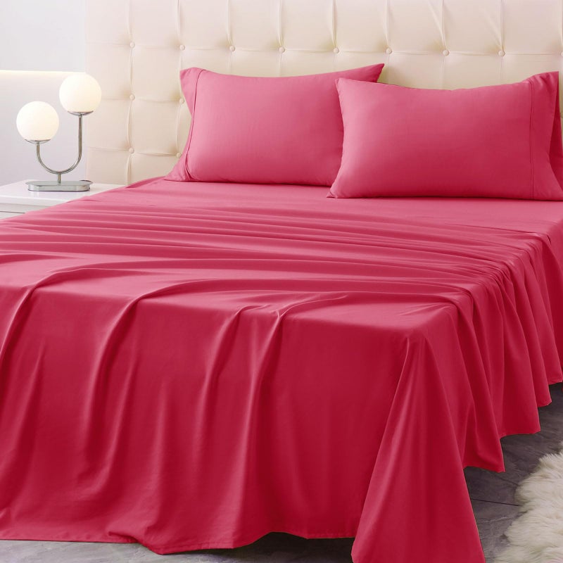 Homilay Full Size Bed Sheet Set - 4 Piece Soft Microfiber Sheets with Deep Pockets  Cooling Technology  and Wrinkle-Free Pillowcase. Hotel-Quality  Durable Bedding  Viva Magenta - Image 1