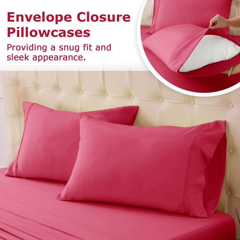 Homilay Full Size Bed Sheet Set - 4 Piece Soft Microfiber Sheets with Deep Pockets  Cooling Technology  and Wrinkle-Free Pillowcase. Hotel-Quality  Durable Bedding  Viva Magenta - Image 5