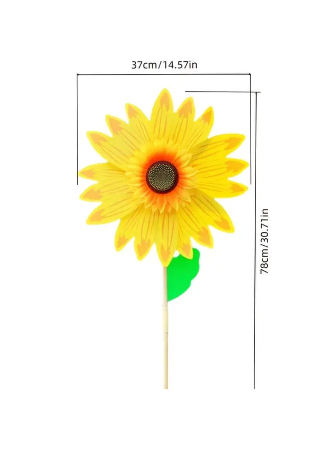 Sunflower Orange Wooden Pole Windmill Garden Decorative Outdoor Toy - Image 2