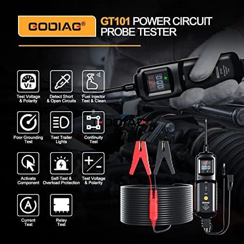 GODIAG Multifunctional Power Circuit Probe Tester DC Voltage 12V to 40V, 20FT Extension Wire, Grounding Testing, Component Activation, Short Circuit Positioning, Continuity Testing - Image 2