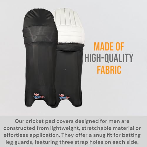 Bratla Cricket Batting Pads Covers, Black Covers for Cricket Pads for Men Batting Color Fit Neatly on Legguards Easily Put On - Image 3