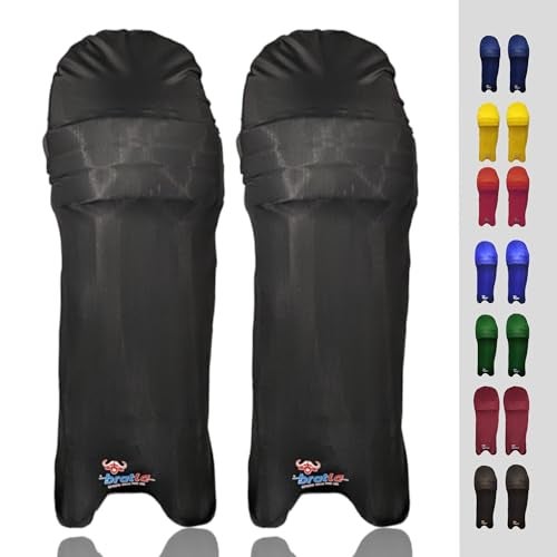 Bratla Cricket Batting Pads Covers, Black Covers for Cricket Pads for Men Batting Color Fit Neatly on Legguards Easily Put On - Image 1
