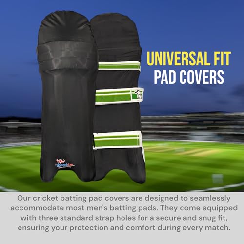 Bratla Cricket Batting Pads Covers, Black Covers for Cricket Pads for Men Batting Color Fit Neatly on Legguards Easily Put On - Image 2