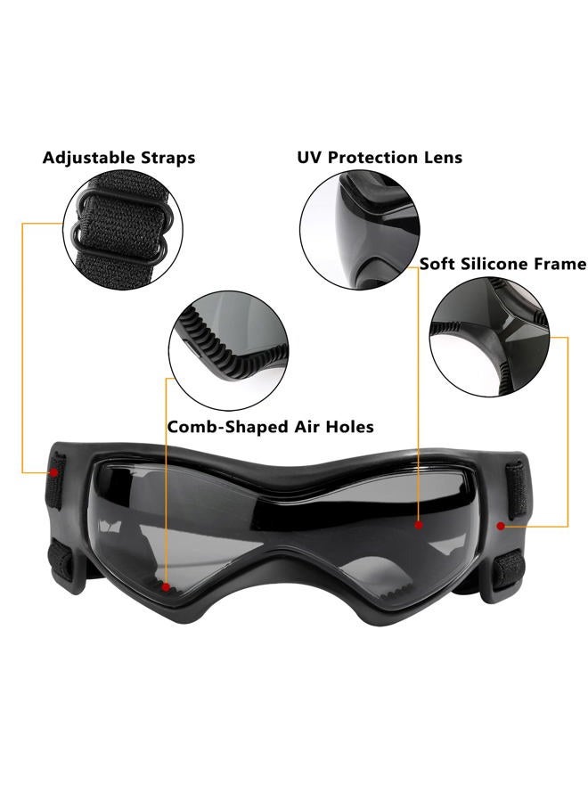 QUMY Dog Goggles UV Protection for Small to Medium Breed Dog, Dog Sunglasses Windproof Anti-Fog Dustproof Snowproof, Puppy Glasses for Outdoor Riding Driving with Comfortable Frame Adjustable Straps - Image 2