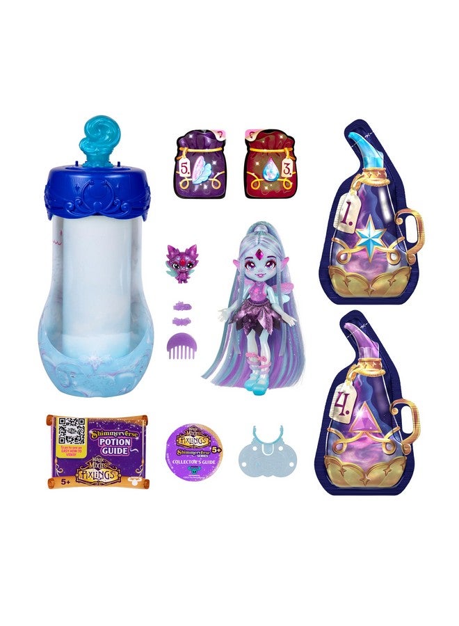 ماجيك ميكس مجموعة Pixlings Deluxe Pack، Flyt The Dragonfly، Shimmer Reveal، Create & Mix Potion التي تكشف بشكل سحري عن دمية Pixling مقاس 6.5 بوصة داخل زجاجة الجرعات - مزيجات صغيرة حصرية و6 إكسسوارات شعر - Image 3