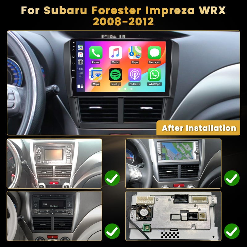 Hikity for Subaru Forester Impreza WRX 2008-2012 Android Car Stereo with Wireless Carplay, 8 Core 4+64GB 9 Inch IPS Touchscreen Car Radio 59UI GPS Navigation WiFi 32EQ DSP Backup Camrea - Image 2