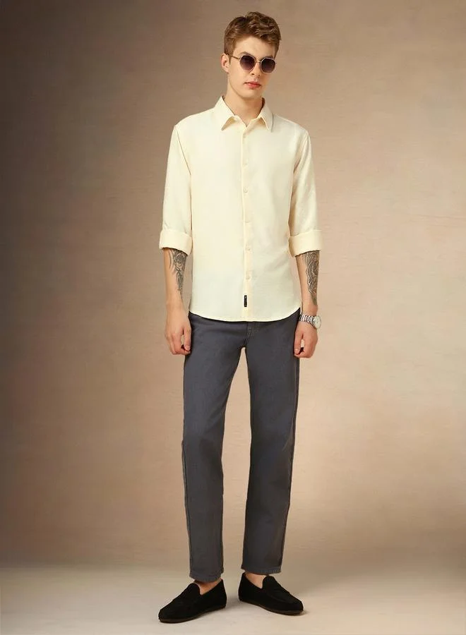 Dennis Lingo Dennis Lingo Solid Relaxed Fit Spread Collar Shirt