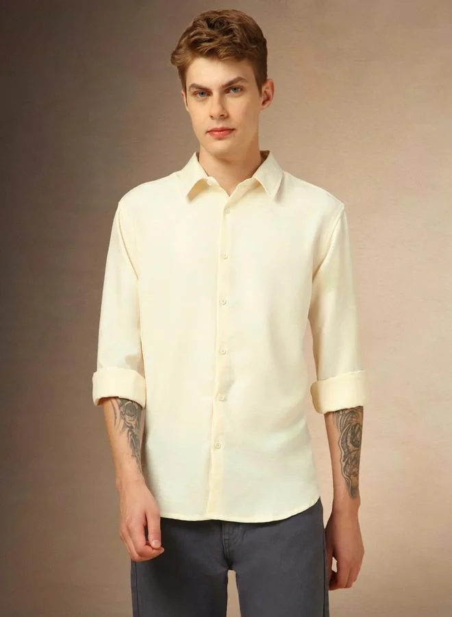 Dennis Lingo Dennis Lingo Solid Relaxed Fit Spread Collar Shirt