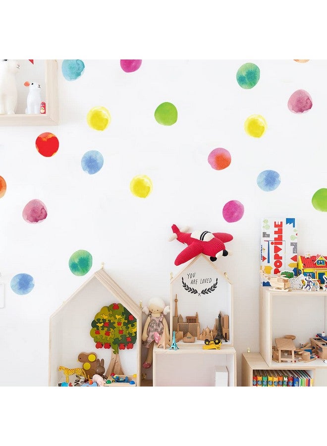 DesignStickers 96 pcs Small Watercolor Polka Dot Wall Decals for Kids Room Décor for Girls or Boys - Colorful Stickers for Bedroom, Playroom, Nursery, Daycare, Kindergarten or Classroom - Image 1