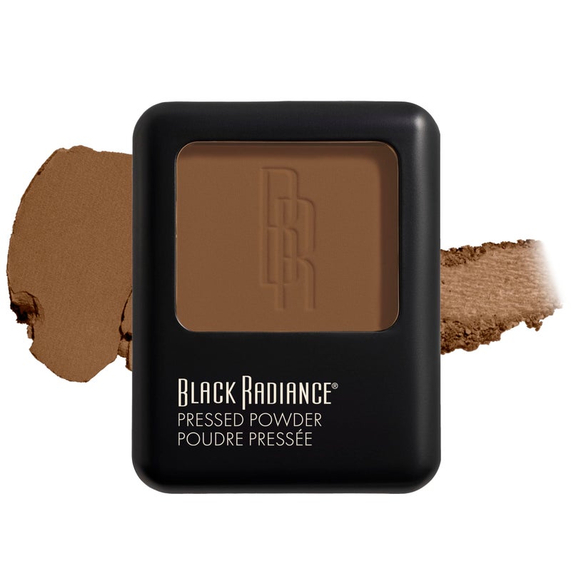 Black Radiance Pressed Powder, Pigment-Rich Matte Finish for Light Skin Tones, Oil-Absorbing Compact with Mirror & Sponge - Golden Almond - Image 1