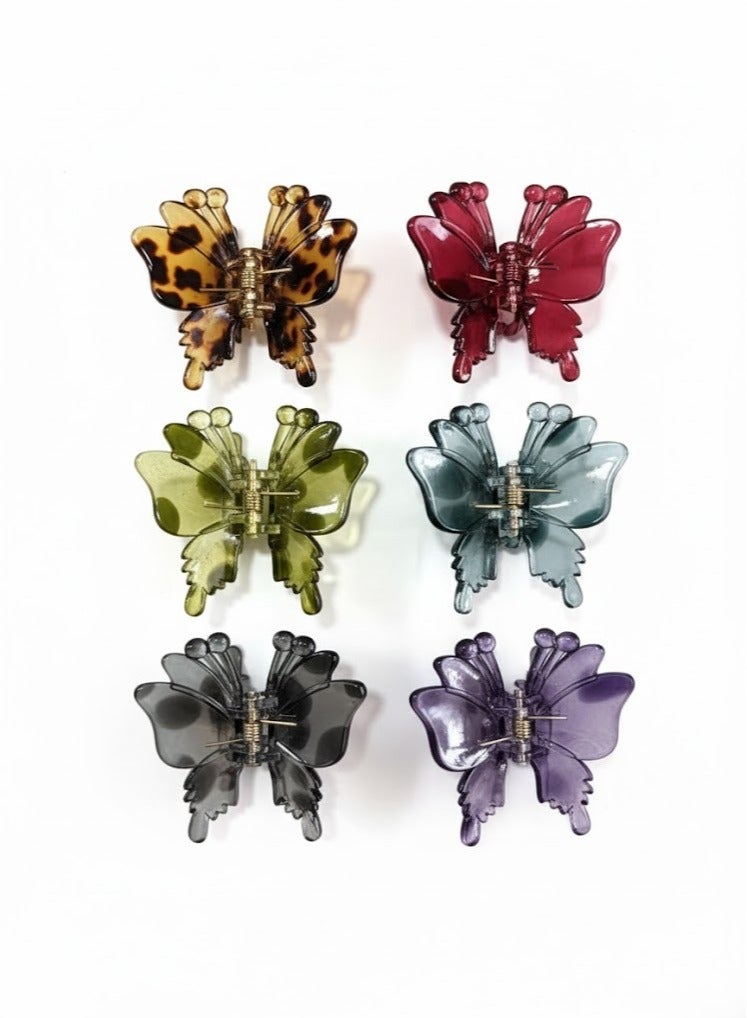 ألم الأسنان 6 قطع مشابك شعر على شكل فراشة للنساء والفتيات - بلاستيك قوي غير قابل للانزلاق مع زنبرك معدني، مشابك فك للشعر الكثيف أو المتوسط، إكسسوارات شعر صغيرة متينة للتصفيف، وتثبيت الانفجارات، والكعكات، وتسريحات الشعر اليومية (متعددة الألوان) - Image 1