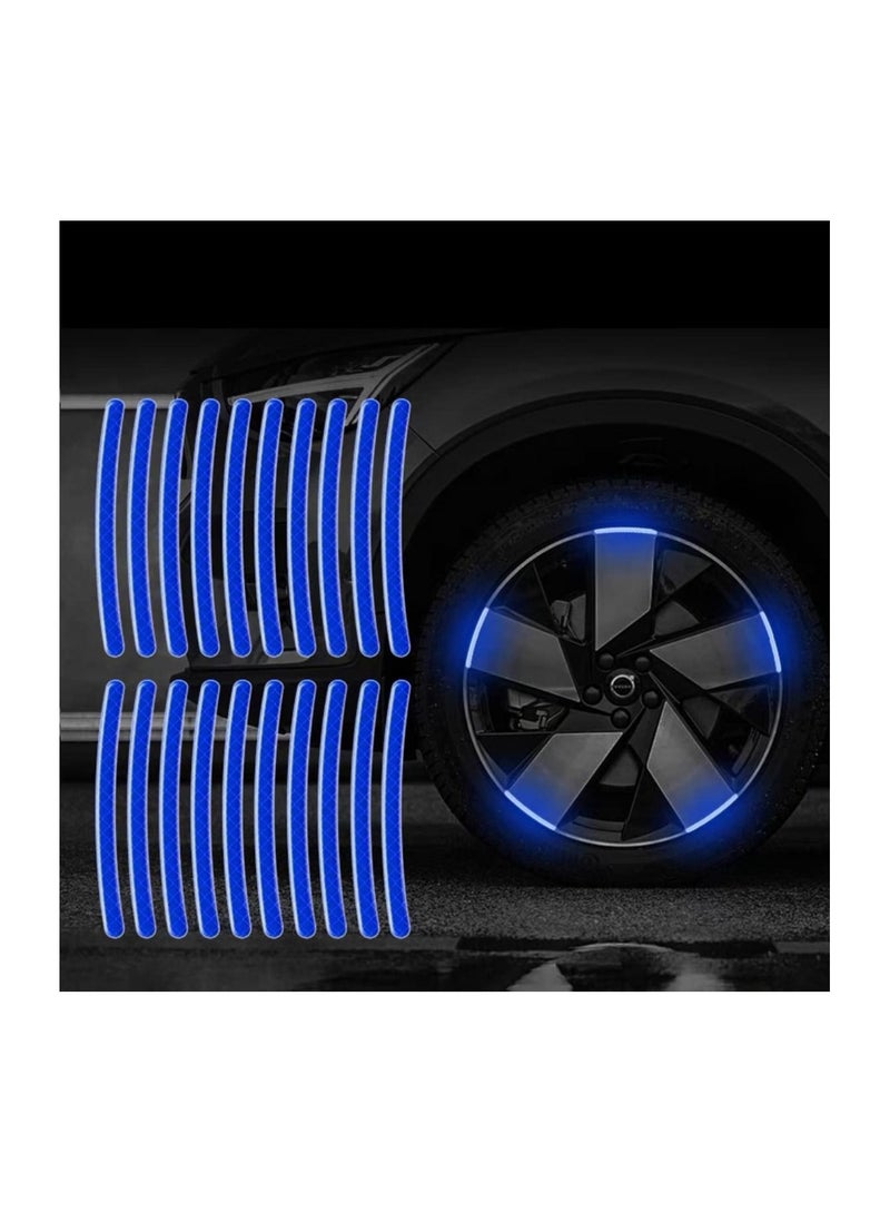 SYOSI Reflective Car Wheel Rim Stickers, 20pcs Night Safety Warning Car Stickers, Anti-Scratch Reflective Stickers Car Motorcycle Wheel Safety Decorative Car Decals Universal for Car Vehicle Truck - Image 1