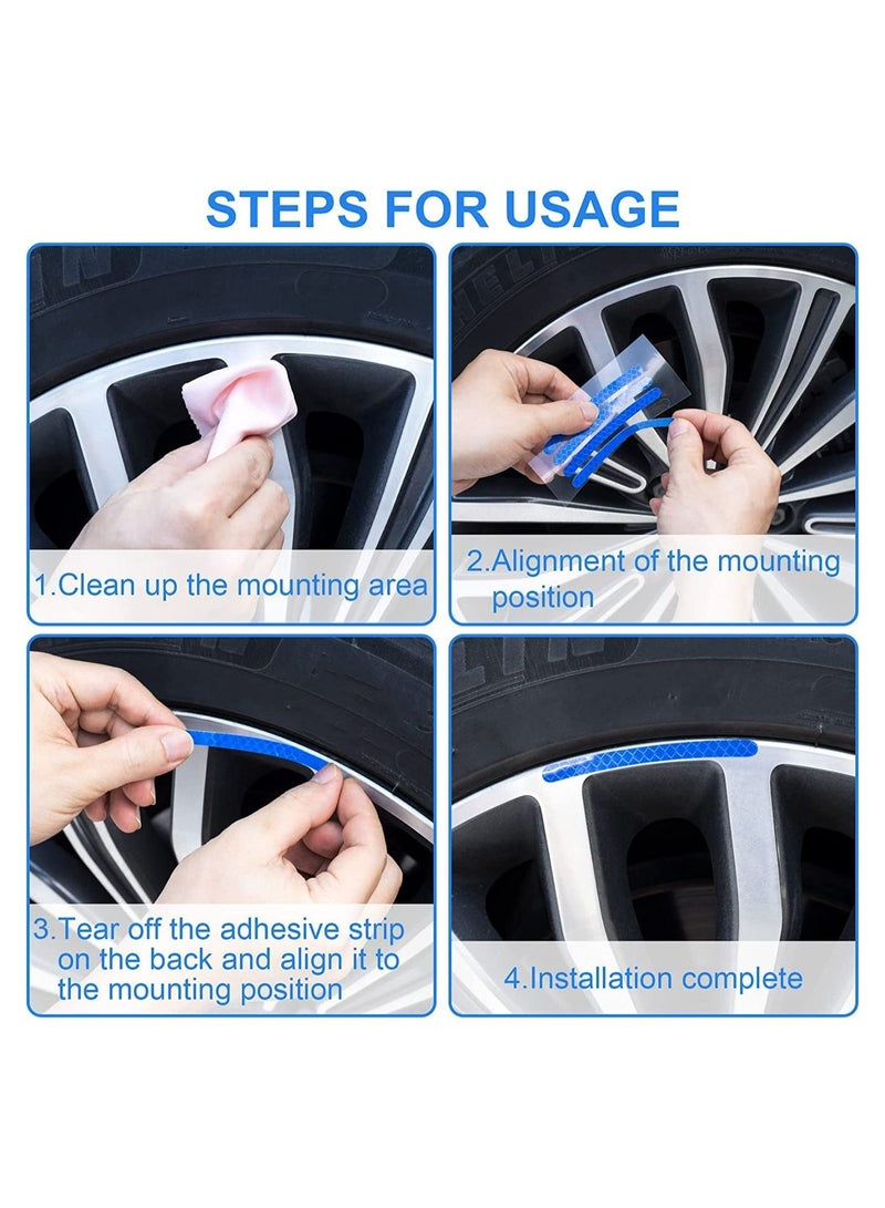 SYOSI Reflective Car Wheel Rim Stickers, 20pcs Night Safety Warning Car Stickers, Anti-Scratch Reflective Stickers Car Motorcycle Wheel Safety Decorative Car Decals Universal for Car Vehicle Truck - Image 4