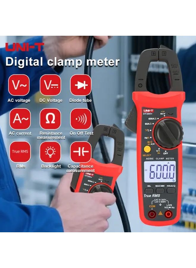 UNI T 204 Plus Digital Clamp Meter Multimeter Current Voltage Capacitance Tester - Image 2