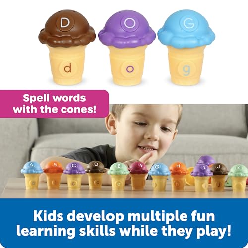 Learning Resources Mini Letter Scoops, 52 Pieces, Ages 3+,Preschool Learning Toys, Stacking Toys, Montessori Toys - Image 3