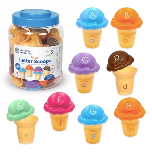 Learning Resources Mini Letter Scoops, 52 Pieces, Ages 3+,Preschool Learning Toys, Stacking Toys, Montessori Toys - Image 1