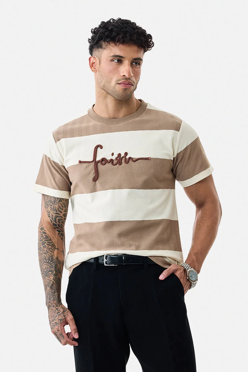 SNITCH Faith Embroidered Stripes T-Shirt