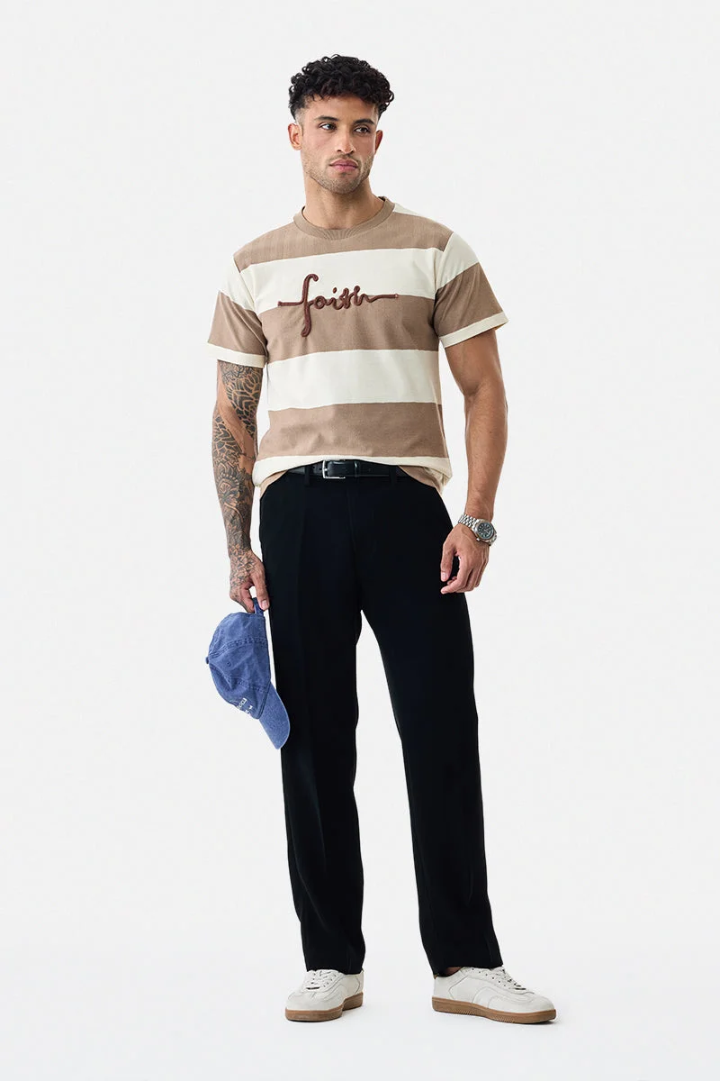 SNITCH Faith Embroidered Stripes T-Shirt