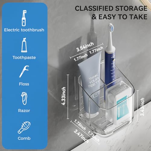 VNYIFAN Toothbrush Holders for Bathrooms, 3 Slots Detachable Electric Toothbrush Holder Wall Mounted with Divider, Removable Tooth Brush and Toothpaste Holder Organizer for Bathroom/Kitchen/Office - Image 5