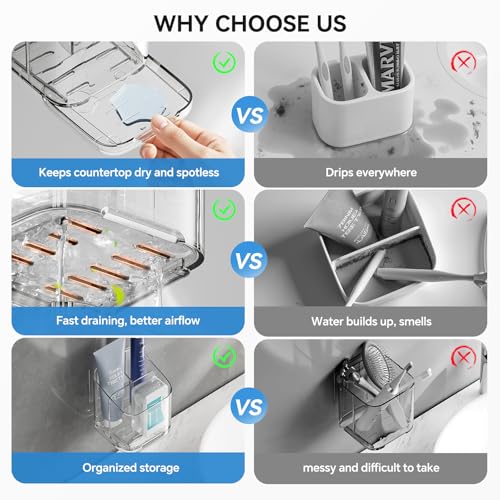 VNYIFAN Toothbrush Holders for Bathrooms, 3 Slots Detachable Electric Toothbrush Holder Wall Mounted with Divider, Removable Tooth Brush and Toothpaste Holder Organizer for Bathroom/Kitchen/Office - Image 4