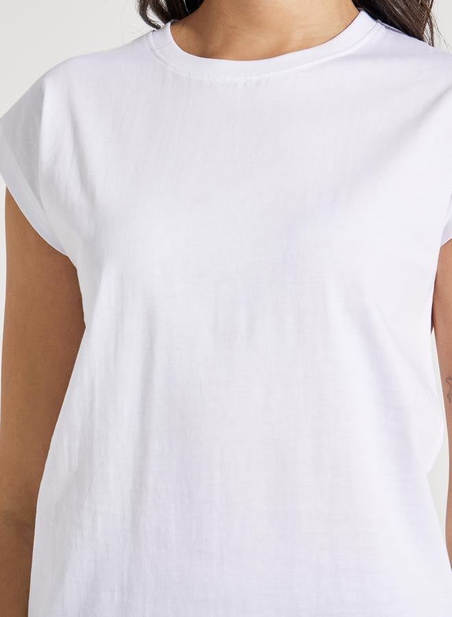 Styli Regular Fit Cotton Cap Sleeves T-Shirt - Image 4