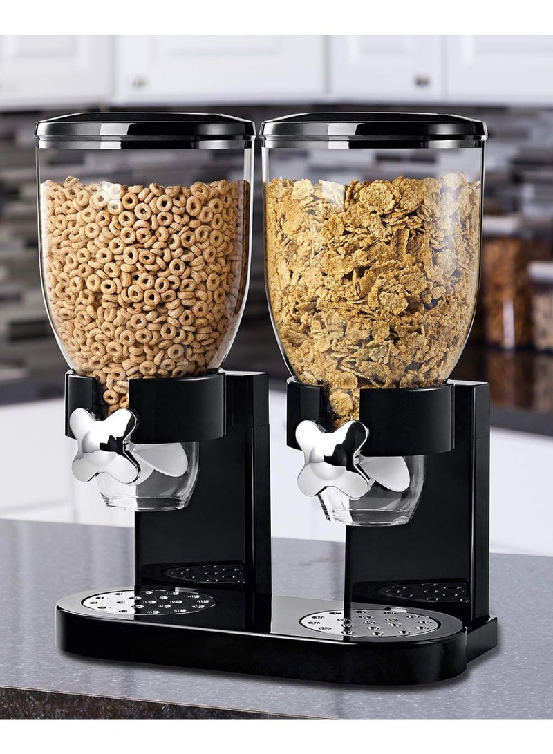 Yuwell Dual Cereal Dispenser Indispensable Dry Food Dispenser Easy To Use 2L Capacity Each Dispenser Black  - Image 2