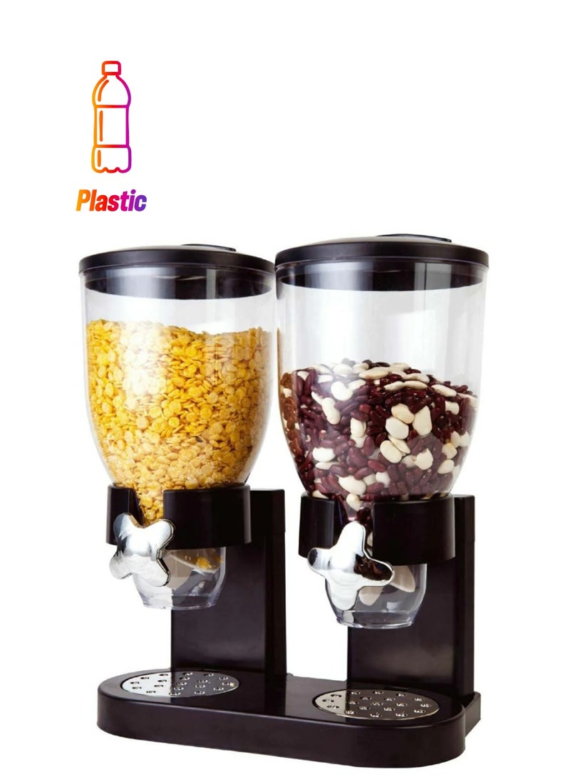 Yuwell Dual Cereal Dispenser Indispensable Dry Food Dispenser Easy To Use 2L Capacity Each Dispenser Black  - Image 1