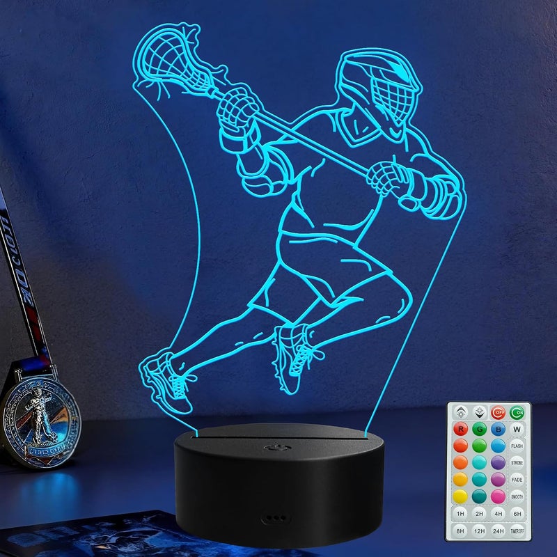 Al Raied ARS® Lacrosse Night Light - 3D Illusion Lamp with Remote Control and 16 Color Changing - Image 1