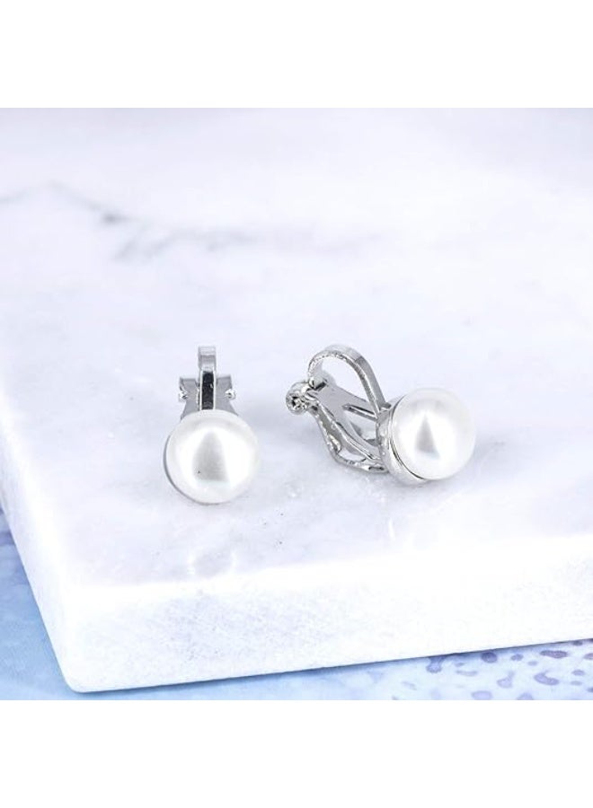 Simulated Freshwater Pearl Clip On Earrings Not Pierced Elegant Stud Jewelry For Women - Image 4