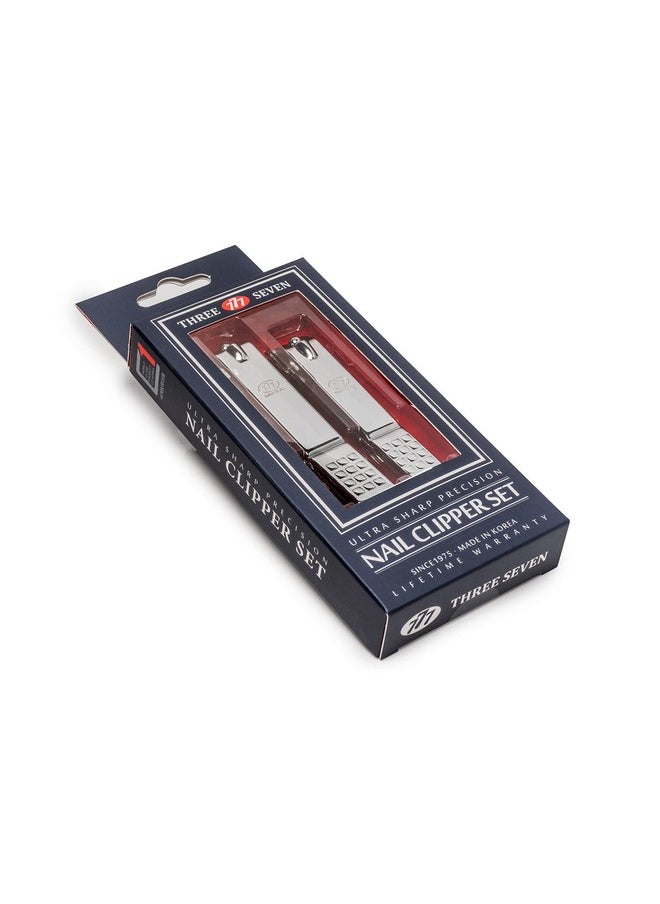 Three Seven (777) - Er| World No. 1. Three Seven (777) Nail Clippers Sets, Ultra Sharp Sturdy Large Fingernail & Extra Large Toenail Clippers Set (P132C) Made In Korea, Since 1975, Silver Gold - Image 1