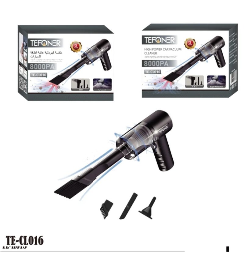 TEFONER TE-CL016 Portable Car Vacuum Cleaner 8000PA – Powerful high-performance suction with multiple nozzles for cleaning car and home – small cordless handheld vacuum cleaner for easy dust and dirt removal vacuum cleaner portable vacuum cordless vacuum portable car vacuum electric car vacuum portable vacuum cleaner portable vacuum car ashtray dust cleaner car dust cleaner - Image 3