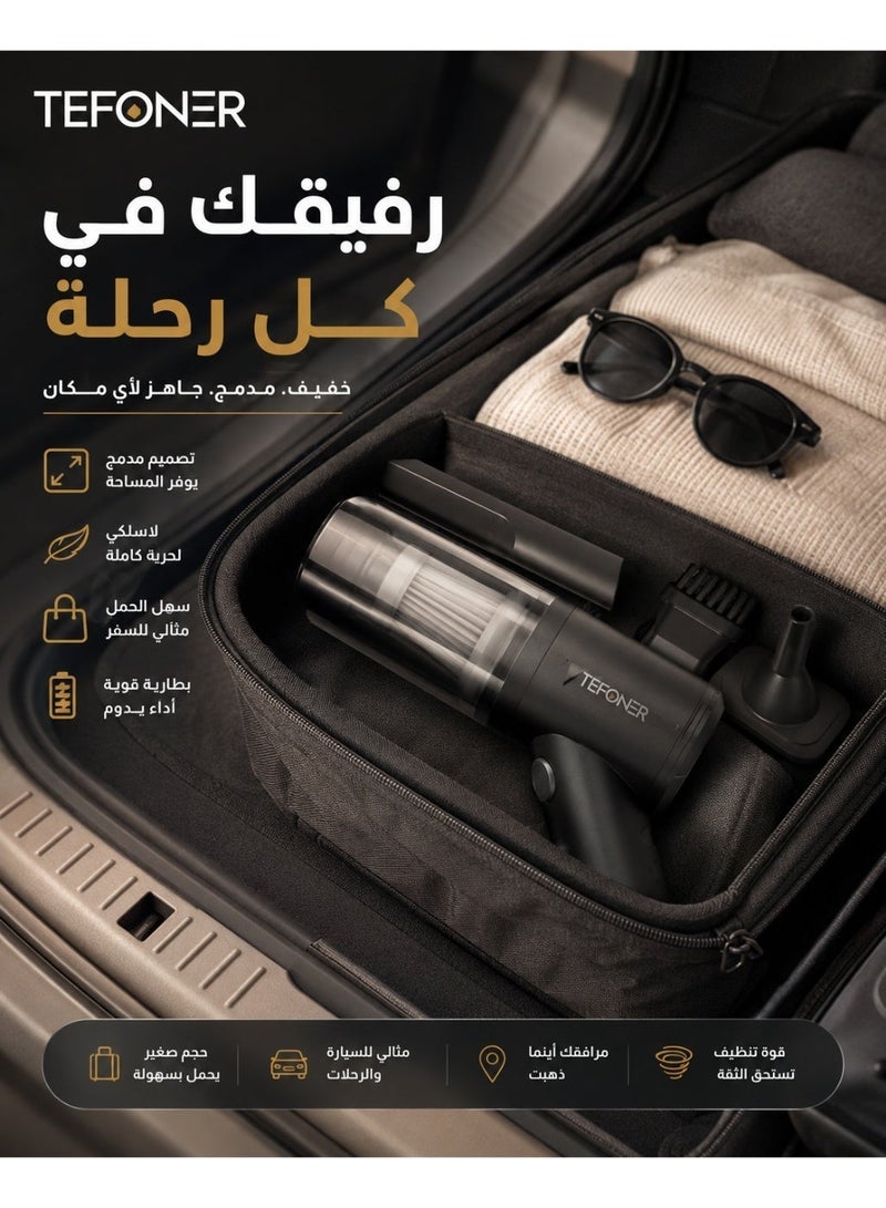 تيفونر TE-CL016 مكنسة كهربائية محمولة للسيارة 8000PA – شفط قوي عالي الأداء مع فوهات متعددة لتنظيف السيارة والمنزل – مكنسة يد لاسلكية صغيرة لإزالة الغبار والأوساخ بسهولة مكنسة مكنسه محموله مكنسه لاسلكليه مكنسه سياره محموله مكنسه سياره كهربائيه مكنسة محمولة مكنسه محموله منفضة سجائر منفضة غبار منفضة سيارة - Image 5