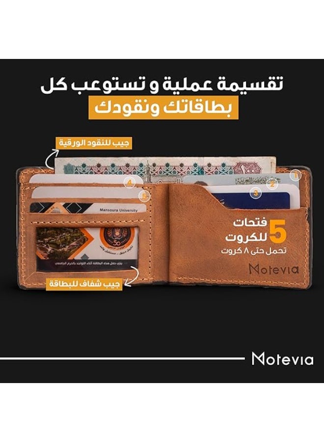 موتيفيا محفظة رجالي جلد طبيعي 100% طبقتين محفظة كروت ونقود محفظه للرجال من الجلد الطبيعي مع 5 جيوب داخلية محفظة صغيرة من Motevia - Image 2