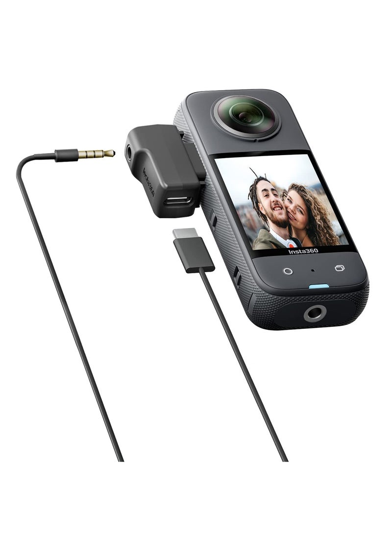 SYOSI Insta360 X3 Mic Adapter External Microphone Adapter for Insta360 X3 Camera Type-C and 3.5mm Audio Ports Support Charger and Record for Insta360 Accessories - Image 3