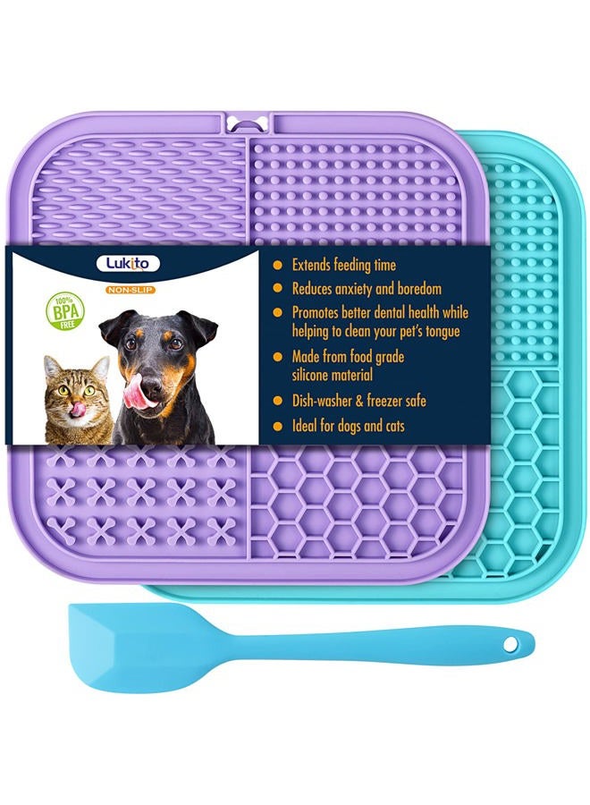 LUKITO Feeding Mat for Dogs and Cats, 2 Pack Slow Feeding Mat for Dog Puzzle Toy, Pet Soothing Dog Treat Mat, Anxiety Relief, Dog Training, Perfect for Yogurt - Image 1