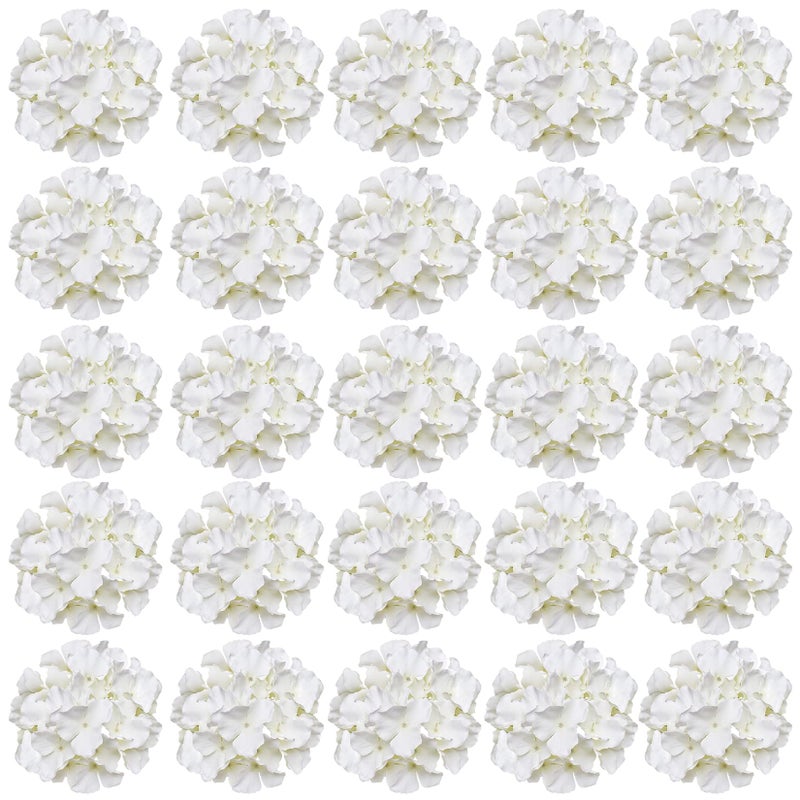 FagusHome 30 Pcs Silk Hydrangea Heads Artificial Flowers Heads and Stems Fake Hydrangea Flowers for Home Wedding Decor Creamy White