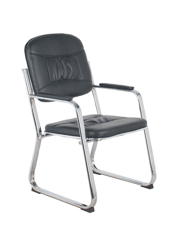 KARNAK Modern Visitor Back Office Chair PU Ergonomic Executive Chair Computer Chair, Metal Base Chair Visitors Waiting Room Chair, Conference Chair, Home Office, Guest Office Chair Black  - Image 1