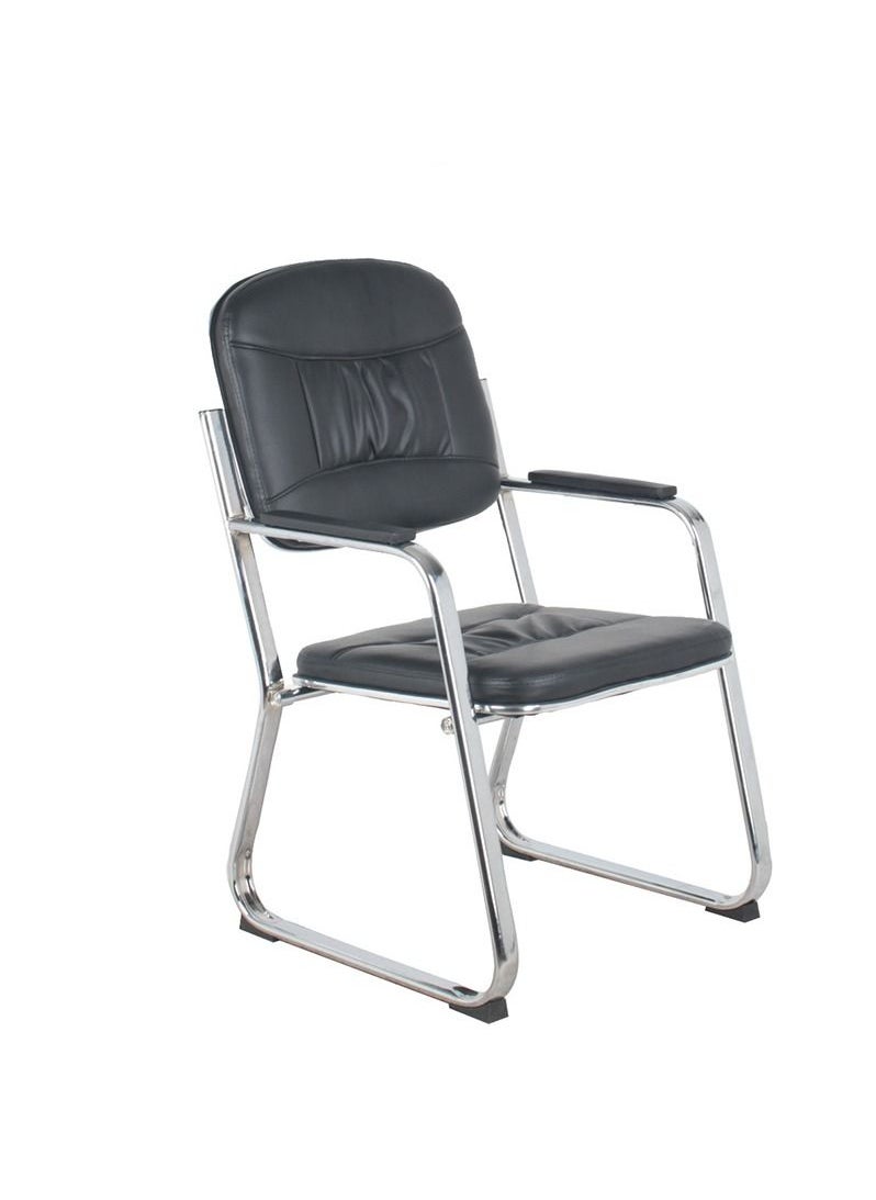 KARNAK Modern Visitor Back Office Chair PU Ergonomic Executive Chair Computer Chair, Metal Base Chair Visitors Waiting Room Chair, Conference Chair, Home Office, Guest Office Chair Black  - Image 2