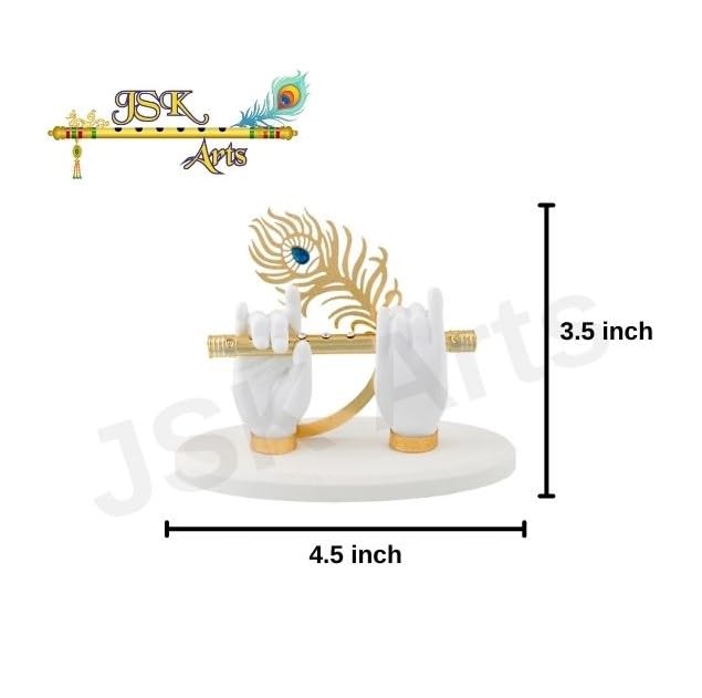 JSK Arts Gold Plated Krishna Ji Hands with Flute Figurine 24k Gold Plated with Blue Hand of Krishna Very Classical Piece for Dcor As Well As Wedding and Corporate Gifting Purposes 35 Inc - Image 3