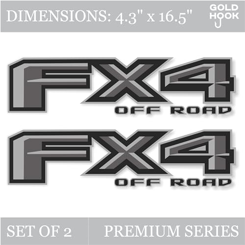 GOLD HOOK Ford F150 Decal Sticker Set: FX4 Off Road Truck Bedside Replacement - Super Duty Gray Metallic Offroad Die-Cut - Silver - Compatible with Ford F150, Premium Series (Metallic Finish) - Image 2