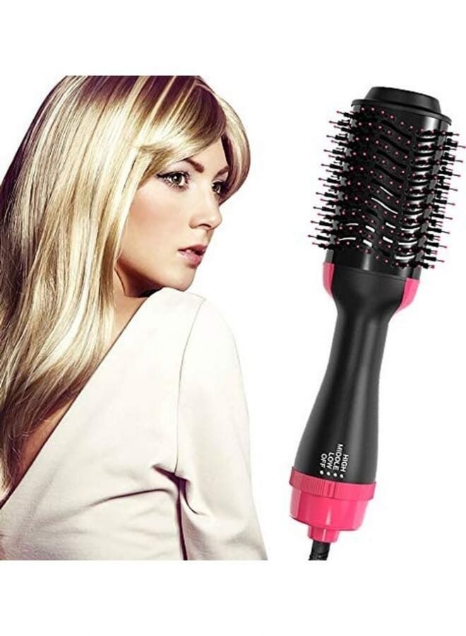 PROMASS 3-In-1 Hair Dryer, Straightener And Curler Brush Black/Pink - Image 1