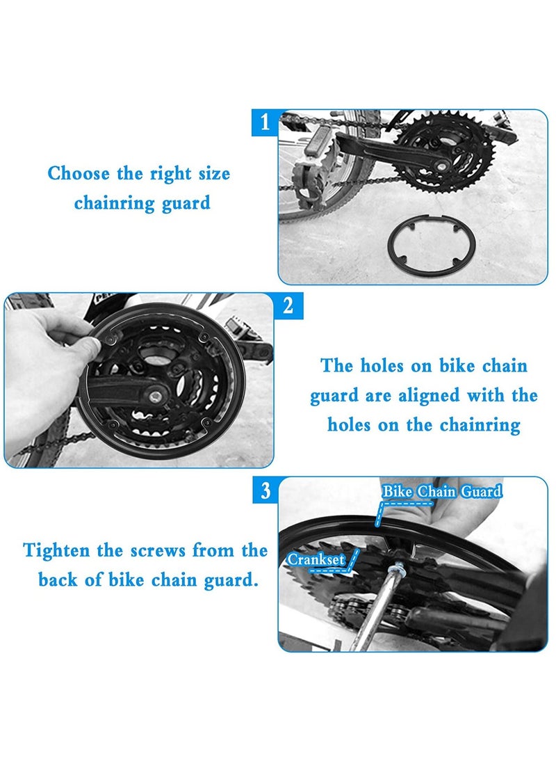 SYOSI 2 PCS Bike Chain Guard Protector, Bicycle Sprocket Cover Chain Wheel Crankset Guard Protector 42/44T Chainring Guard Plastic Chain Wheel Protector Cover Accessories for Mountain Bike, Black - Image 3