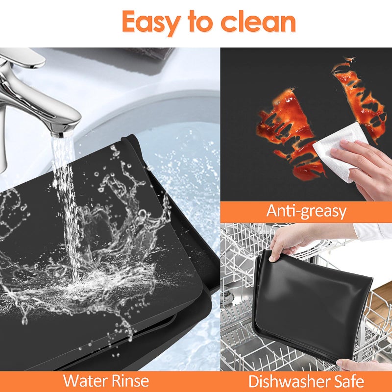 TOHONFOO Silicone Coffee Maker Mat with Lip, 19.7'' x 15'' Heavy Duty Coffee Maker Mat for Countertops, Coffee Tray Fit Under Coffee Machine Appliance Automatic Machines Espresso Accessory, Black - Image 5