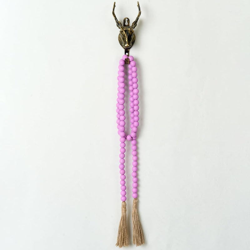 OMISHE 59in Wood Bead Garland with Tassels, Decorative Beads Decor, Farmhouse Wooden Beads Garland for Wall Hanging Home Festival Decor, Purple - Image 3