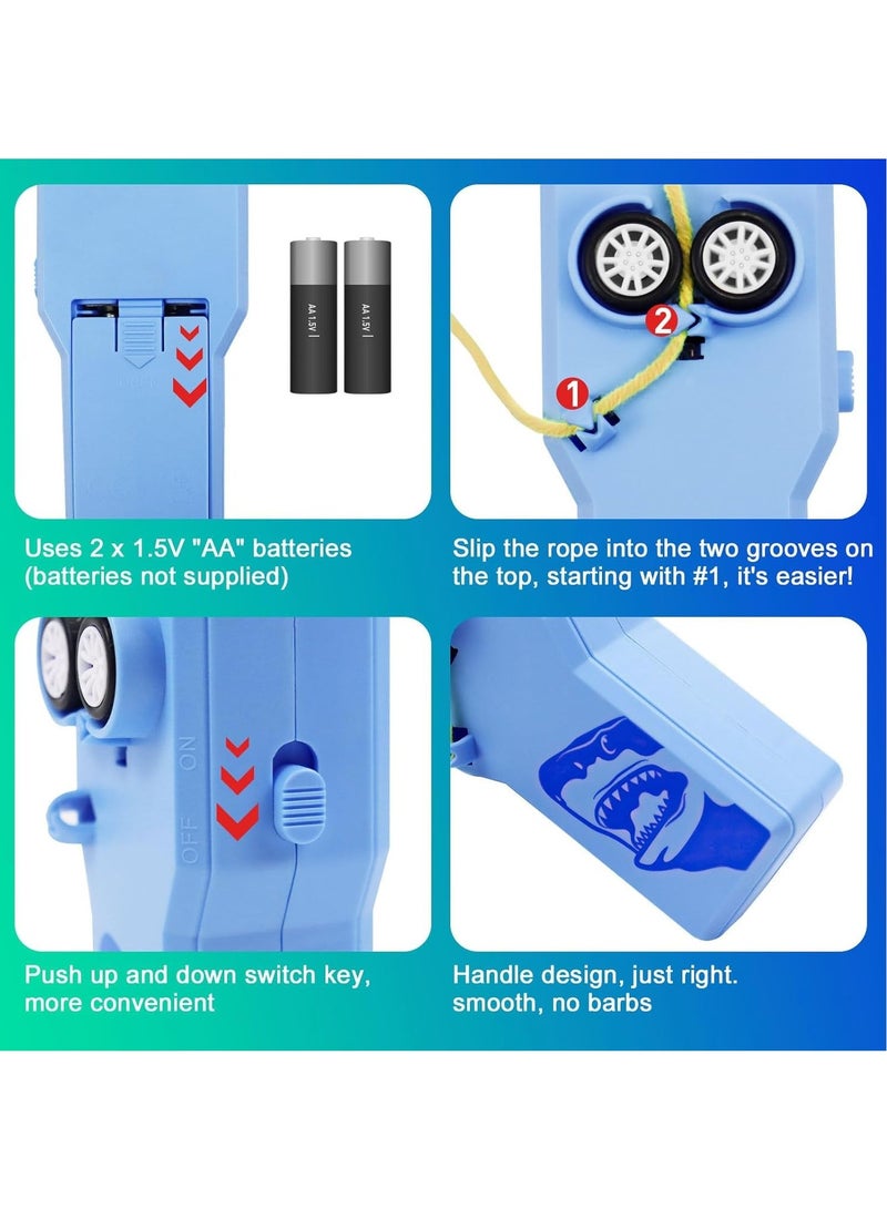 SOLARAE لعبة قاذف الخيوط، قاذف حبال محمول، ألعاب فidget كهربائية محمولة للأطفال مع تصميم سمكة قرش زرقاء داكنة، لعبة لاسو ممتعة للأطفال والبالغين، أفضل هدية لأعياد الميلاد - Image 4