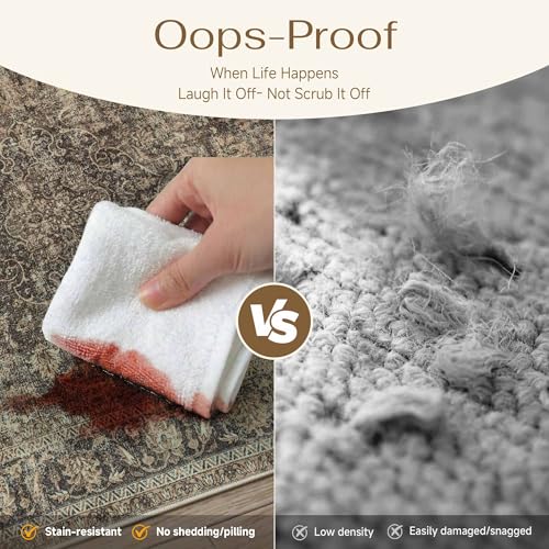 WondRg 2x6 Washable Runner Rug Brown Vintage Non Slip Soft Low Pile Hallway Kitchen Rug Distressed Oriental Carpet for Laundry Bathroom Bedroom Living Room Home Decor - Image 5