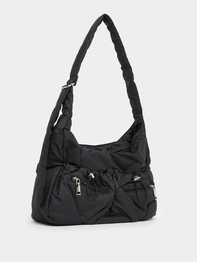 Styli Styli Textured Zipped Shoulder Bag with Drawstring - Image 1