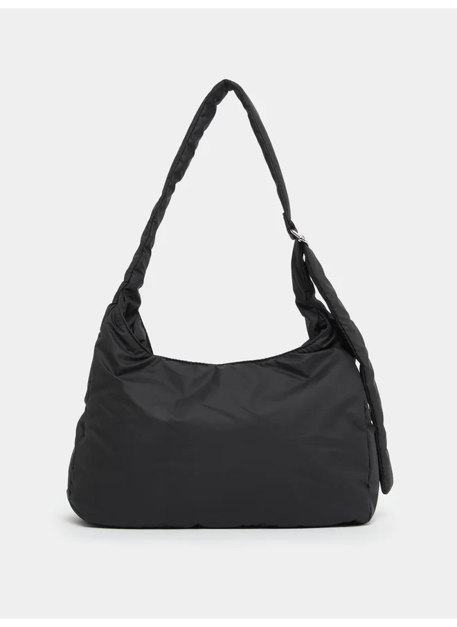 ستايلي Styli Textured Zipped Shoulder Bag with Drawstring